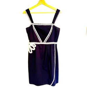 Antonio Melani Coastal Womens Navy Blue Lace Trim Mini Dress Size 4 Coquette